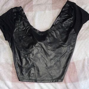 Faux leather crop top